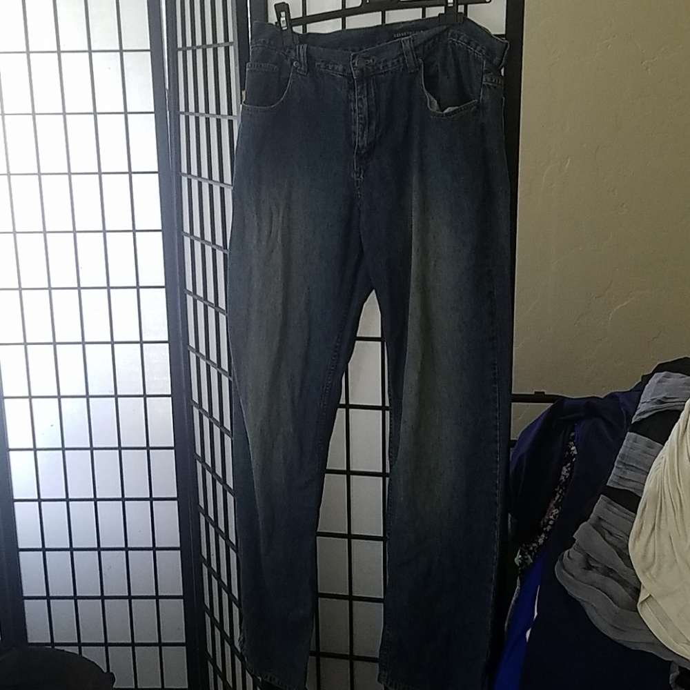 Faded blue jeans